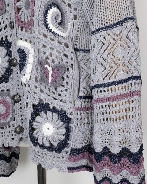 画像6: rurumu:26SS-KN01 collage granny cardigan gray (6)