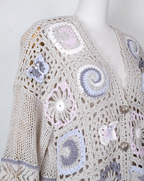 画像6: rurumu:26SS-KN01 collage granny cardigan ivory (6)