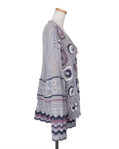 画像2: rurumu:26SS-KN01 collage granny cardigan gray (2)