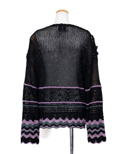 画像2: rurumu:26SS-KN01 collage granny cardigan black (2)