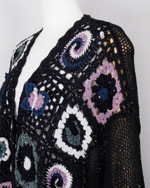画像7: rurumu:26SS-KN01 collage granny cardigan black (7)