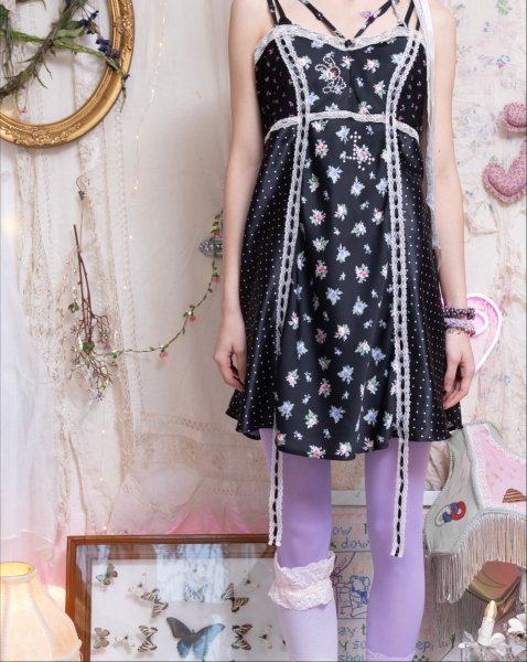 画像2: rurumu: 26SS collage satin camisole dress black (2)