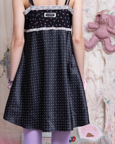 画像6: rurumu: 26SS collage satin camisole dress black (6)