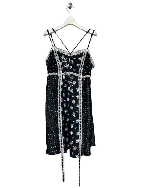 画像1: rurumu: 26SS collage satin camisole dress black (1)