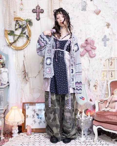 画像9: rurumu: drawstring rhinestone cargo pants  olive  M (9)