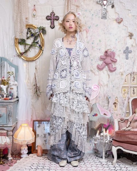 画像5: rurumu: drawstring rhinestone cargo pants gray (5)