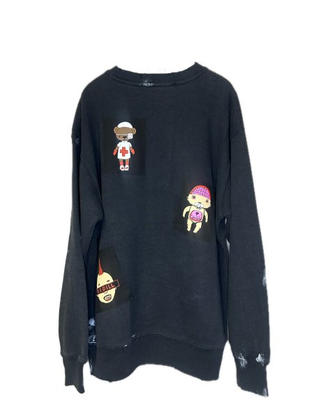 画像2: KIDILL 26AW TEN OF SWORDS PULLOVER SWEAT BIOSTONE WASHED ARTWORK BY TREVOR BROWN BLACK (2)