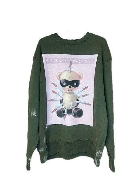 画像1: KIDILL 26AW TEN OF SWORDS PULLOVER SWEAT BIOSTONE WASHED ARTWORK BY TREVOR BROWN GREEN (1)