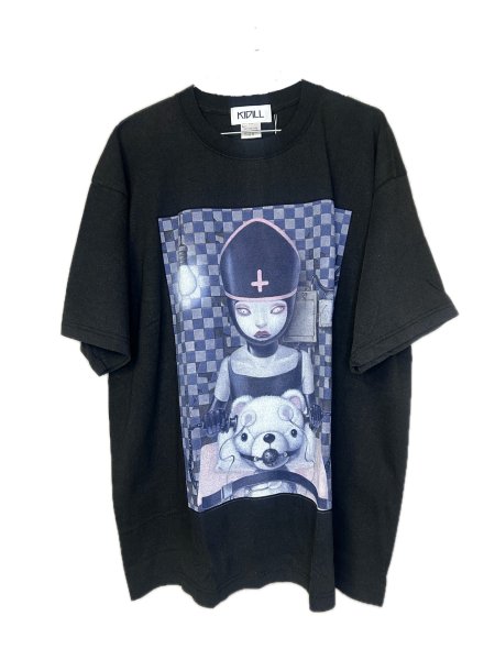 画像1: KIDILL 26AW KL1152 ECT T-SHIRT BIOWASHED ARTWORK BY TREVOR BROWN BLACK (1)