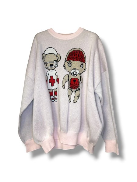 画像1: KIDILL 26AW MEDICAL BRAID PULLOVER KNIT BABY PINK (1)