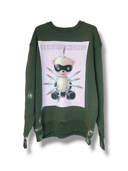 画像1: KIDILL 26AW TEN OF SWORDS PULLOVER SWEAT BIOSTONE WASHED ARTWORK BY TREVOR BROWN GREEN (1)