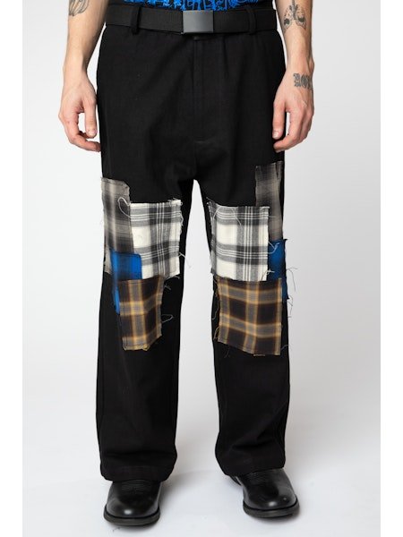 画像4: WESTFALL  DENIM FLANNEL PATCH PANT BLACK (4)