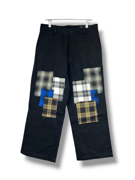 画像1: WESTFALL  DENIM FLANNEL PATCH PANT BLACK (1)