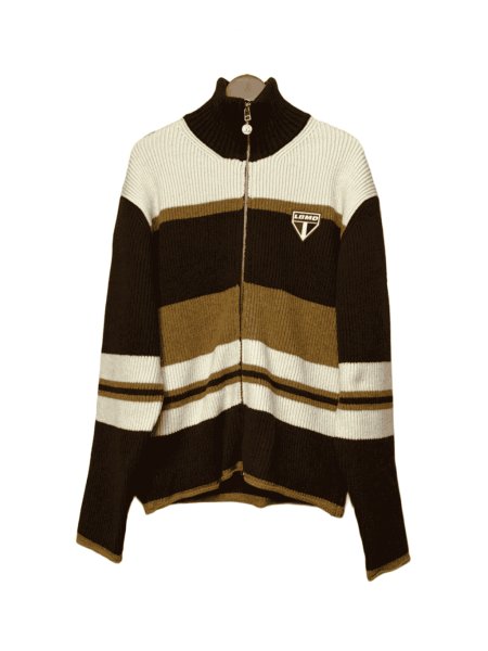 画像1: LIBRIO MENDONÇA KNIT ZIPUP RIB TOP BROWN (1)