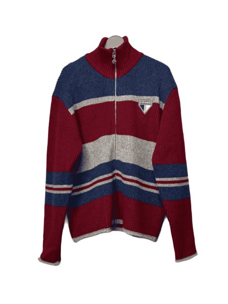 画像1: LIBRIO MENDONÇA KNIT ZIPUP RIB TOP RED (1)