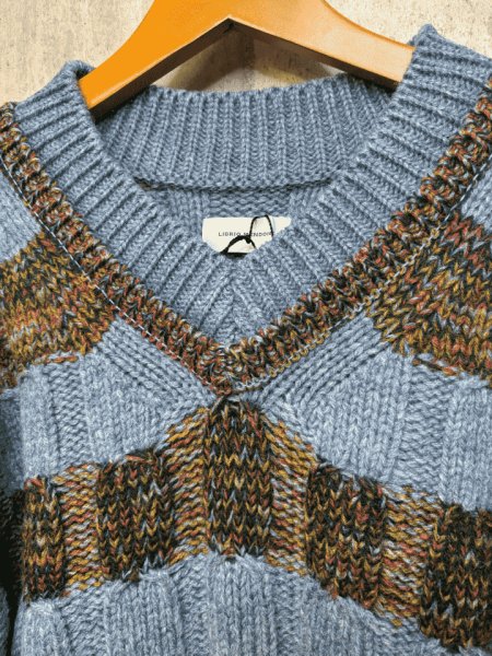 画像3: LIBRIO MENDONÇA  KNIT BORDER CABLE TOP  BLUE (3)