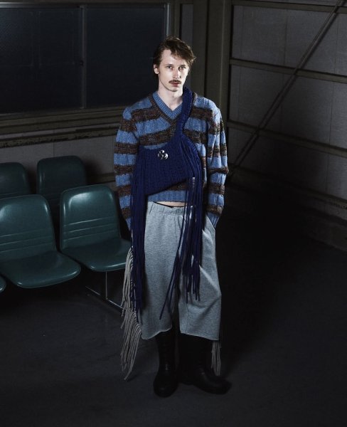 画像5: LIBRIO MENDONÇA  KNIT BORDER CABLE TOP  BLUE (5)