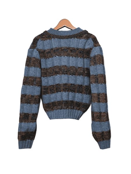 画像2: LIBRIO MENDONÇA  KNIT BORDER CABLE TOP  BLUE (2)