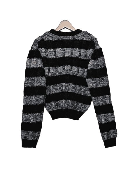 画像2: LIBRIO MENDONÇA  KNIT BORDER CABLE TOP  BLACK (2)