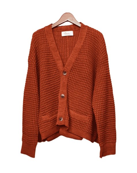 画像1: Azuma.  DROOP WAFFLE GARDIGAN DARK ORANGE (1)