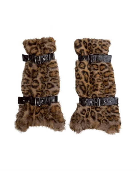 画像1: el conductorH BELTED CHEMICAL FUR LEG WARMER MULTI (1)