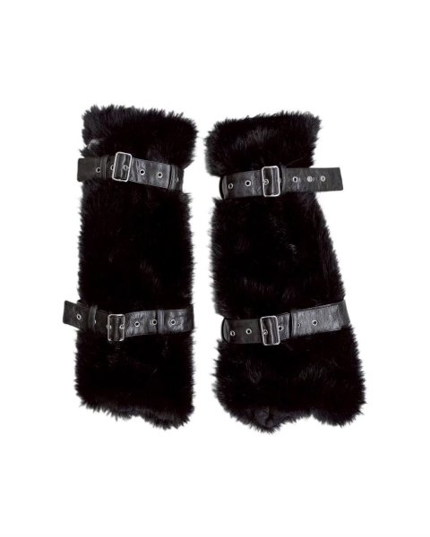 画像1: el conductorH BELTED CHEMICAL FUR LEG WARMER BK (1)