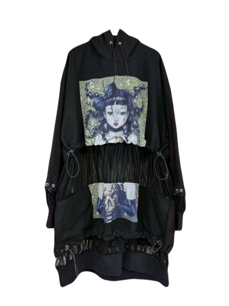画像1: KIDILL 26AW GRAVE ROBBER PULLOVER SWEAT ARTWORK BY TREVOR BROWN BLACK (1)