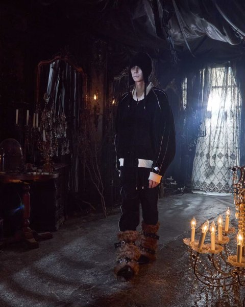 画像3: el conductorH BELTED CHEMICAL FUR LEG WARMER MULTI (3)