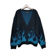 画像1: el conductorH COTTON NKIT CARDIGAN 'FLAME BLUE (1)