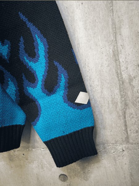 画像4: el conductorH COTTON NKIT CARDIGAN 'FLAME BLUE (4)