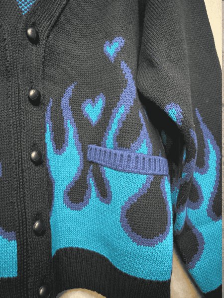 画像3: el conductorH COTTON NKIT CARDIGAN 'FLAME BLUE (3)