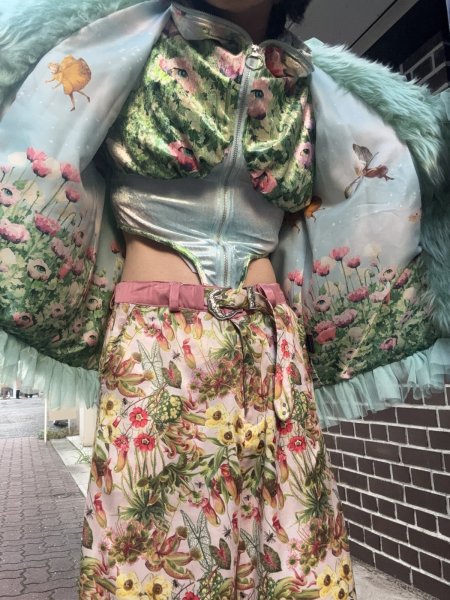 画像13: pays des fées Raffle faux fur jacket Mint green (13)