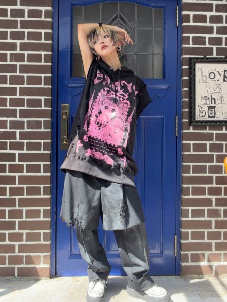 画像8: emary Psyco candy no sleeve hoodie BLACK (8)