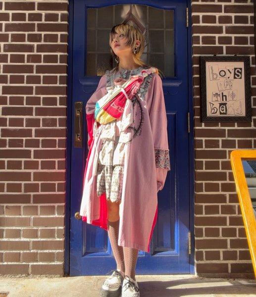 画像6: KIDILL 24SS　KL815 DESTROY LAYERED SHIRT　PINK OVERDYE (6)