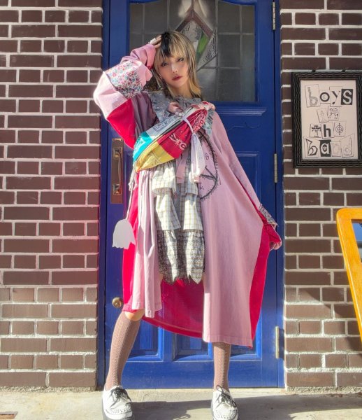 画像5: KIDILL 24SS　KL815 DESTROY LAYERED SHIRT　PINK OVERDYE (5)