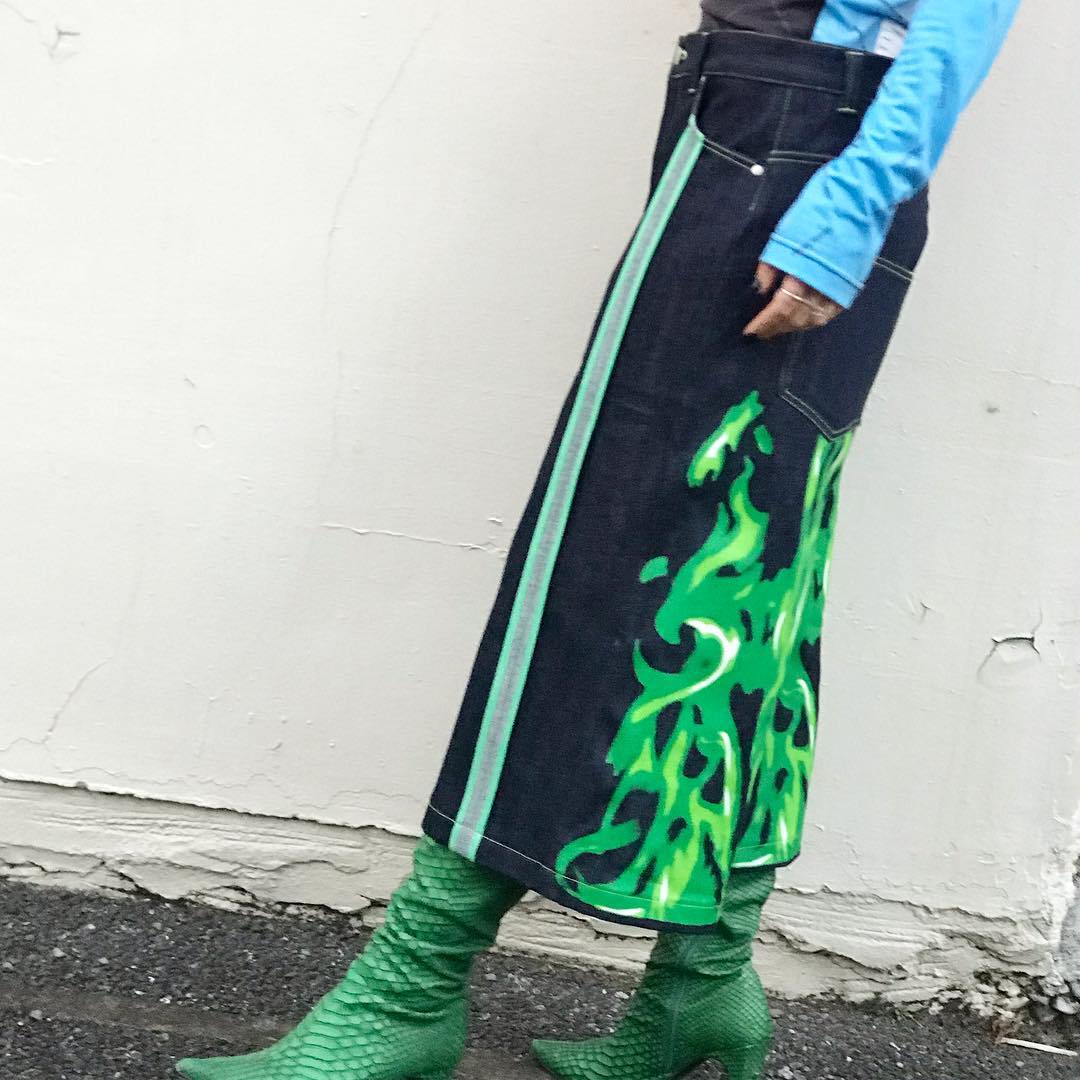 パンツ Tenderperson Flame pattern shorts green Tenderperson Flame pattern shorts green