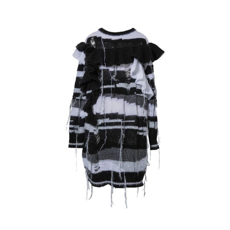 rurumu: 21AW-KN01-F099 damage mohair knit OP black - boys in the band