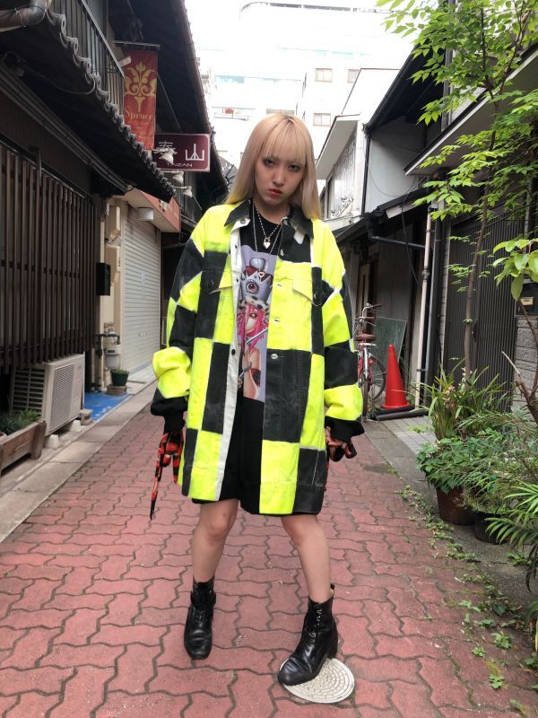 TENDER PERSON HANDPAINTED DENIM JACKET BLACK×YELLOW - boys in the band