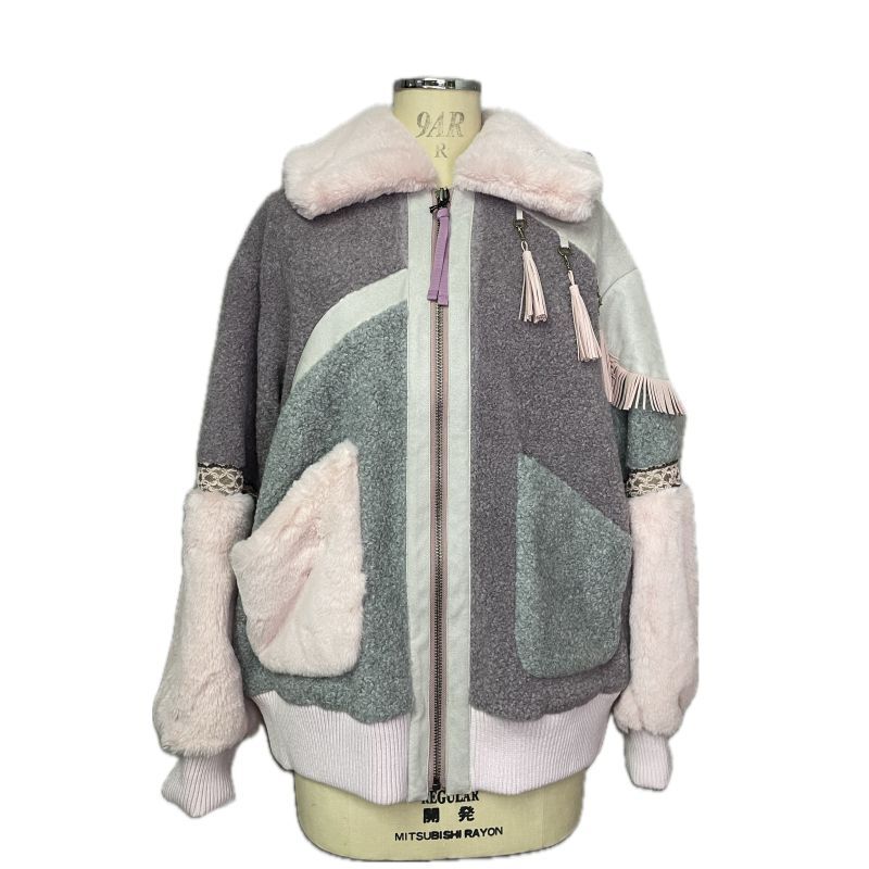 rurumu:♡color block boa pile jacket♡pink rurumu Block BOA PILE Jacket pink